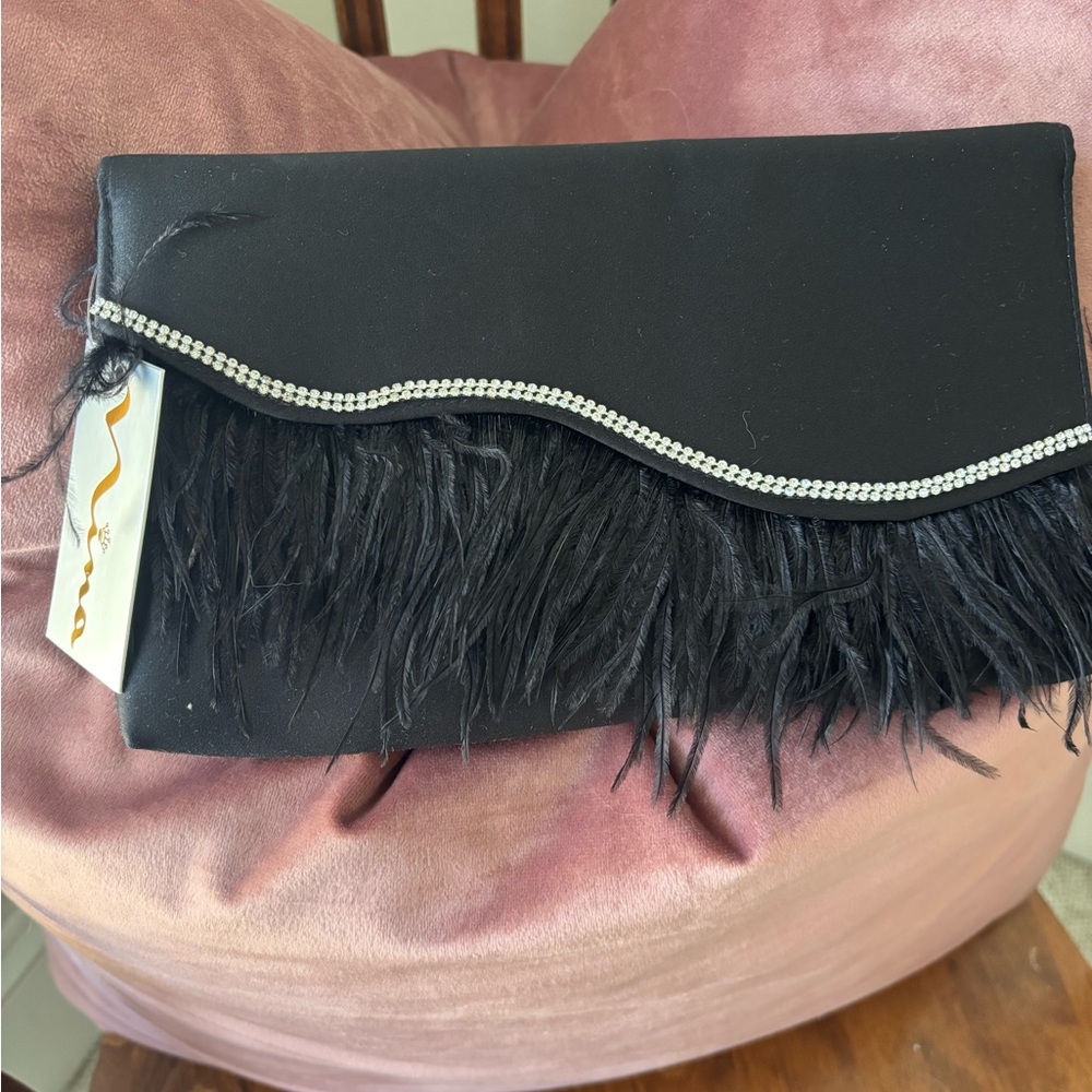 Nina Black Feather Clutch